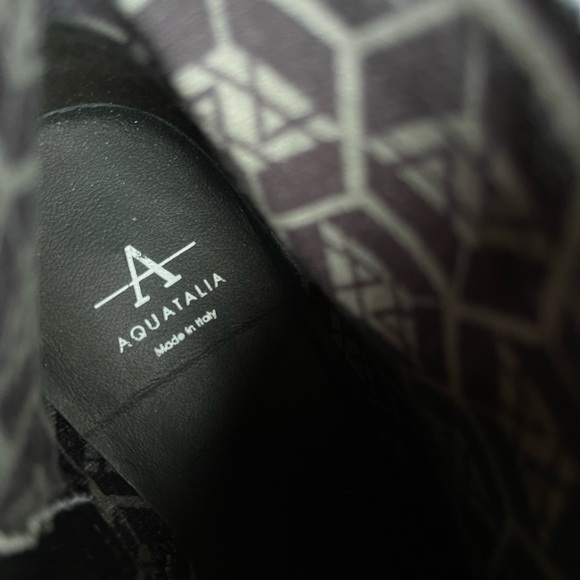 AQUATALIA Weatherproof black leather winter boots knee high zipper side size 5.5 - Picture 9 of 10